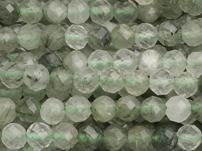 kleine facettierte Grüne Rutilquarz Steinperlen 4mm - Nahauf