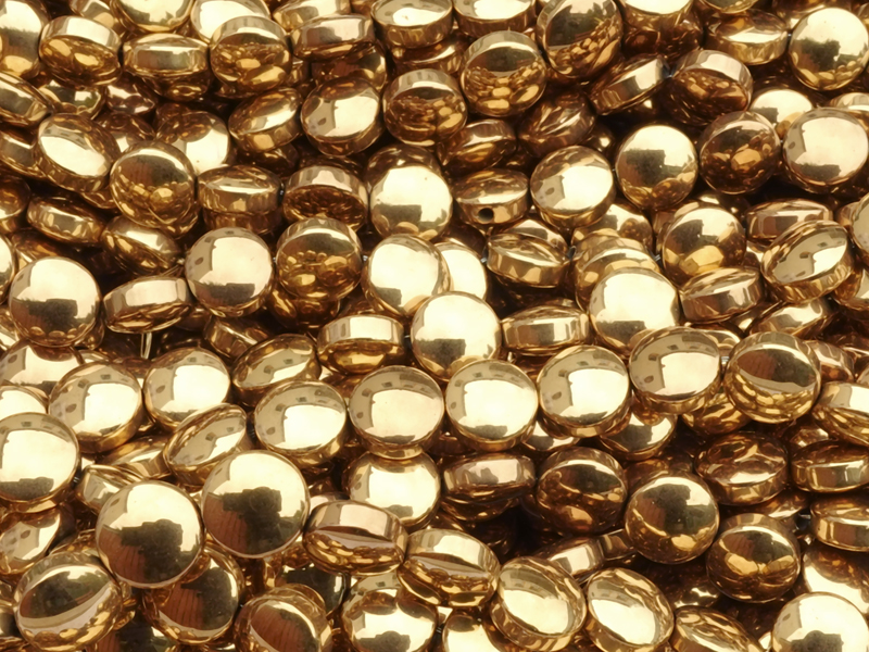 goldene, linsenförmige Perlen aus Hämatitstein zum Schmuckma