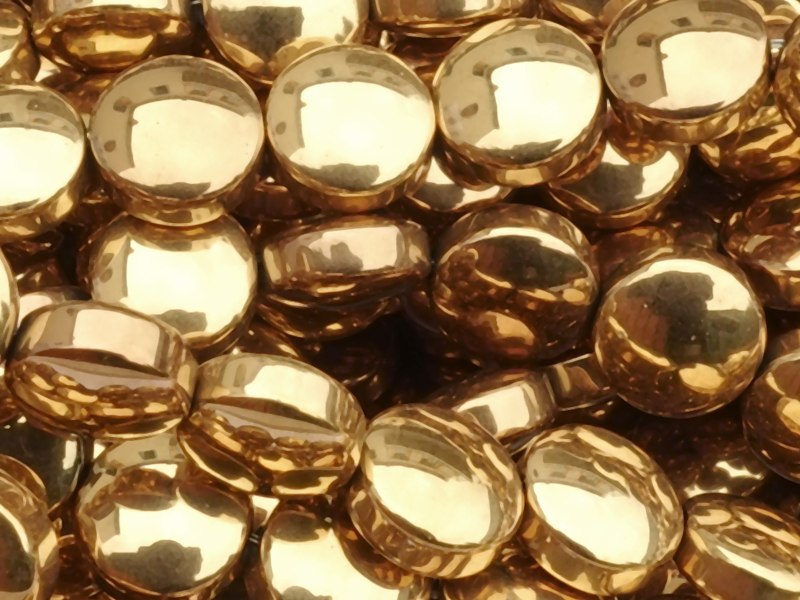 goldene, linsenförmige Perlen aus Hämatitstein zum Schmuckma