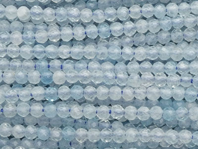 winzige facettierte Aquamarin Steinperlen rund 2mm - Nahaufn