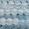 1 Strang (~38cm) echter Aquamarin Steinperlen, rund facettiert ~2,1mm