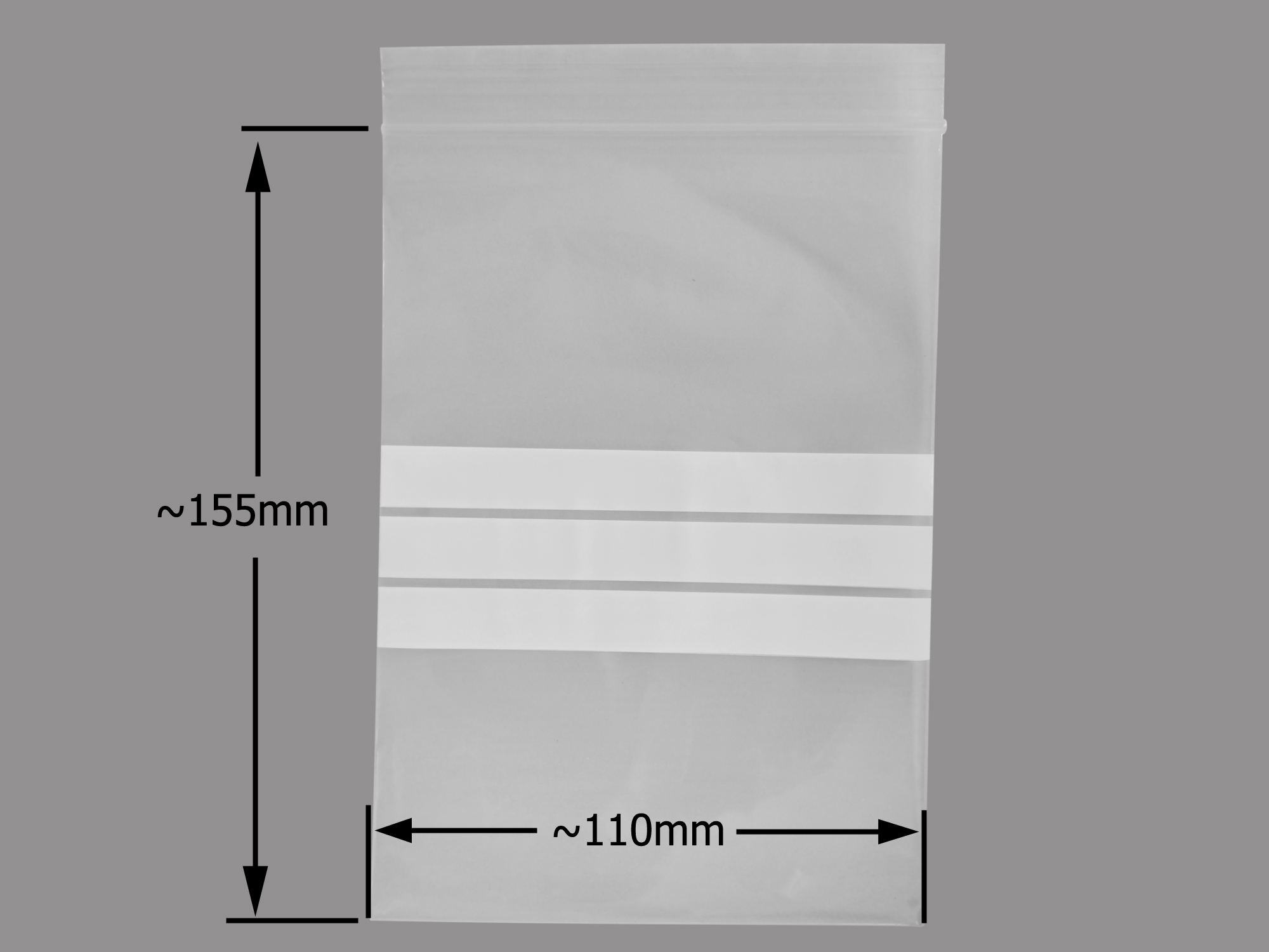 Druckverschlußbeutel mit Beschriftungsfeld 110x155mm mit Grö