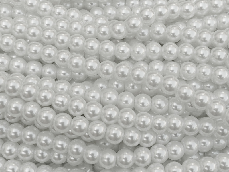 Glaswachsperlen 6mm rund weiß zum Basteln und Schmuckmachen