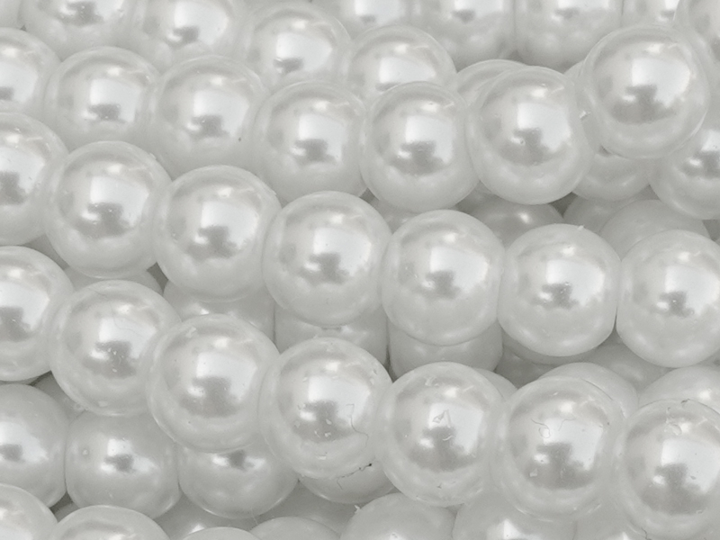 Glaswachsperlen 6mm rund weiß zum Basteln und Schmuckmachen