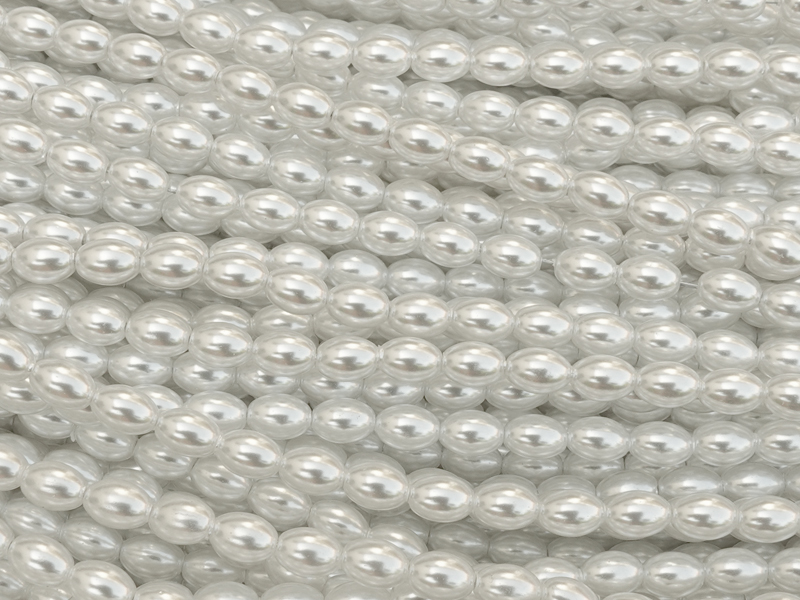 weiße, olivenförmige Glaswachsperlen, Glasperlen 3x4mm