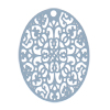 dünne Ornamente oval ~31x23mm, Messing, Dusty Indigo matt