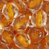 1 Pkg. (50 Gramm) facettierte Glasperlen 6mm Kristall mit Orangeeinzug