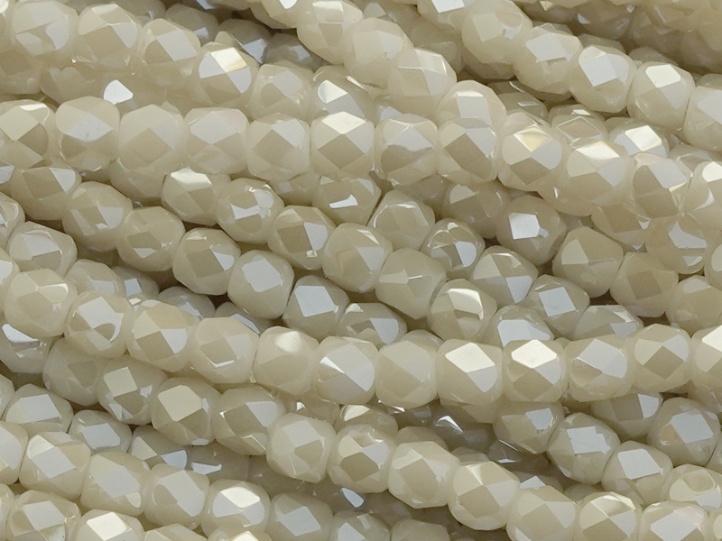 beige, tönnchenförmige, facettierte Glitzerperlen 3mm - Naha