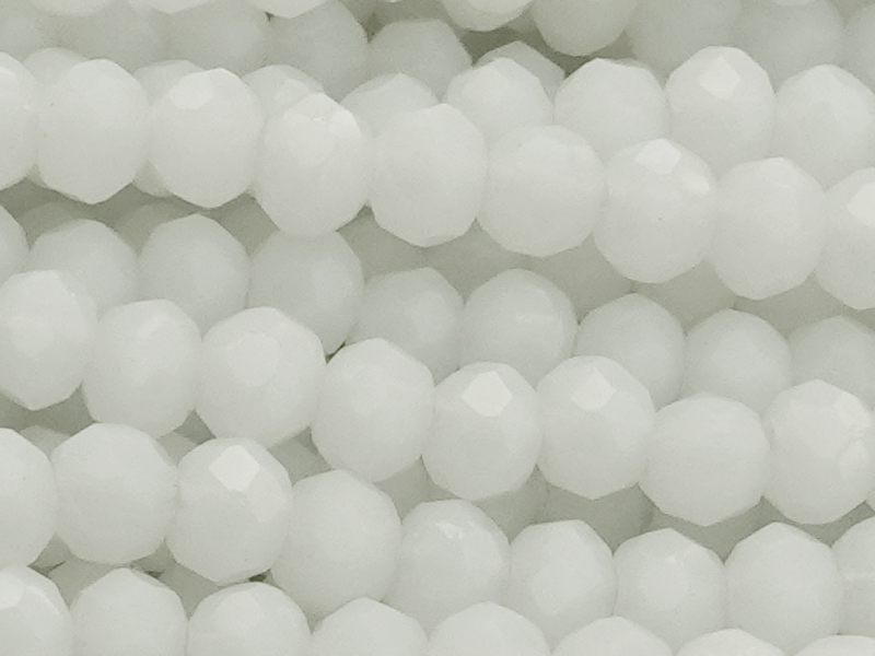 weiße, facettierte, geschliffene Glasperlen 2x3mm - Nahaufna