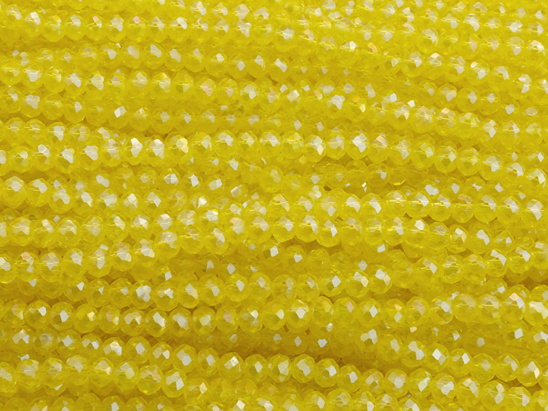 gelbe, facettierte, geschliffene Glasperlen 2x3mm