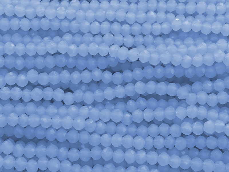 hellblaue, facettierte, geschliffene Glasperlen 2x3mm