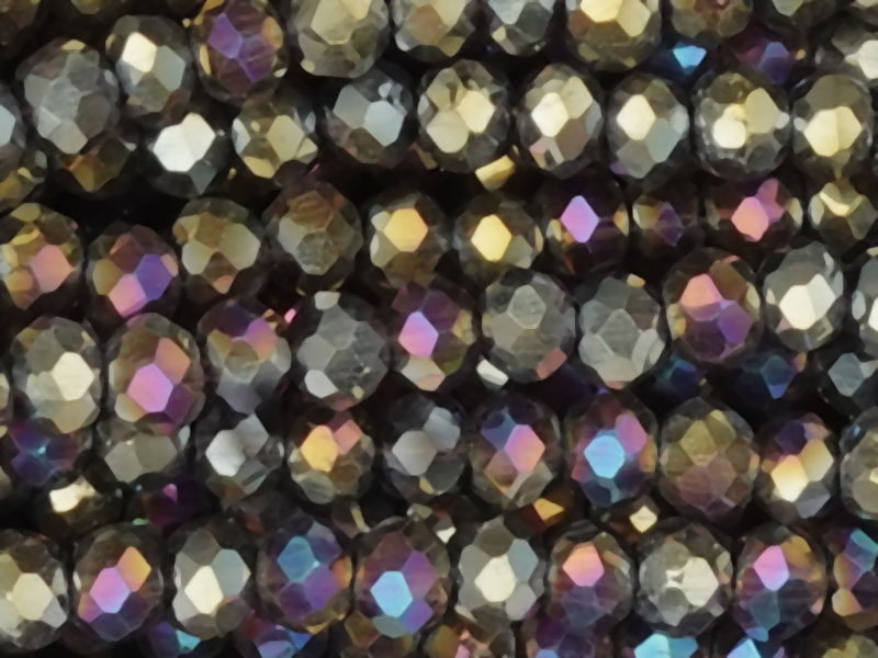 facettierte, geschliffene Glasperlen 2x3mm Farbe: Metallic -
