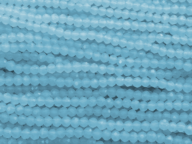 pastellblaue, facettierte, geschliffene Glasperlen 2x3mm