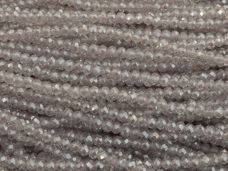 silbergraue, facettierte, geschliffene Glasperlen 2x3mm
