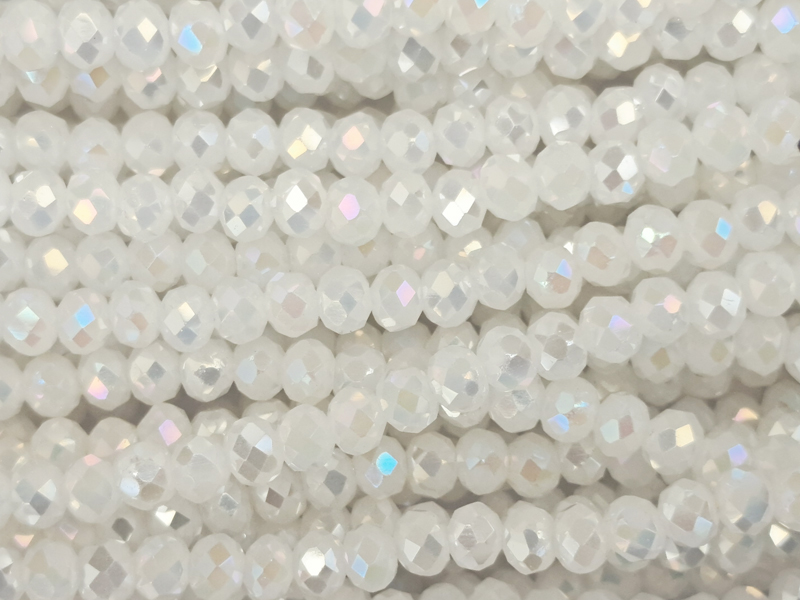 facettierte, geschliffene Glasperlen 2x3mm Farbe: weiß mit A