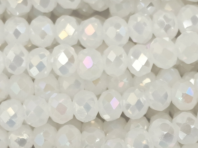 facettierte, geschliffene Glasperlen 2x3mm Farbe: weiß mit A