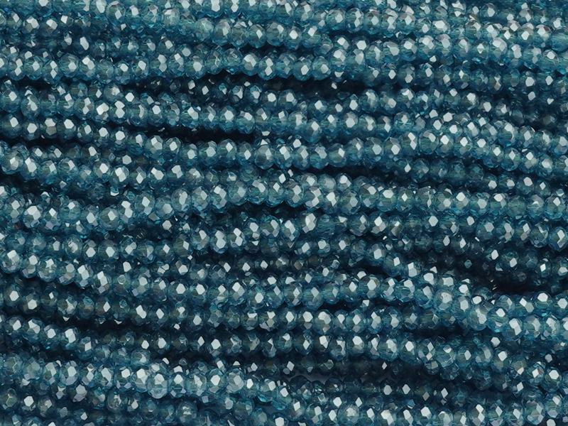 facettierte Glasschliffperlen Rondellen 2x3mm, Farbe: Silver