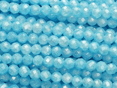 aquamarin blaue facettierte Zirkonia Perlen 2mm - Nahaufnahm