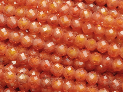 orange facettierte Zirkonia Perlen 2mm - Nahaufnahme
