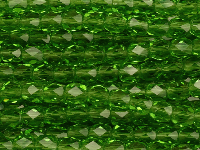 grüne, tönnchenförmige, facettierte Glitzerperlen 3mm - Naha