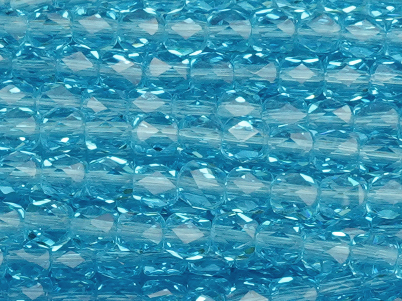 aquamarin, tönnchenförmige, facettierte Glitzerperlen 3mm - 