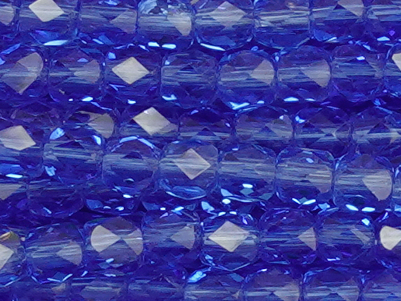 tönnchenförmige, facettierte Glasperlen 3mm, Farbe: Blau - N