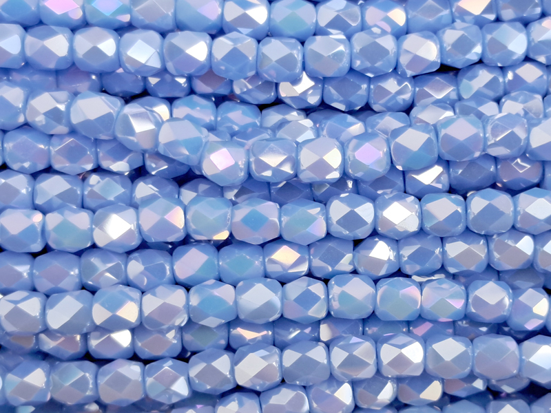 tönnchenförmige, facettierte Glasperlen 3mm, Farbe: Hellblau