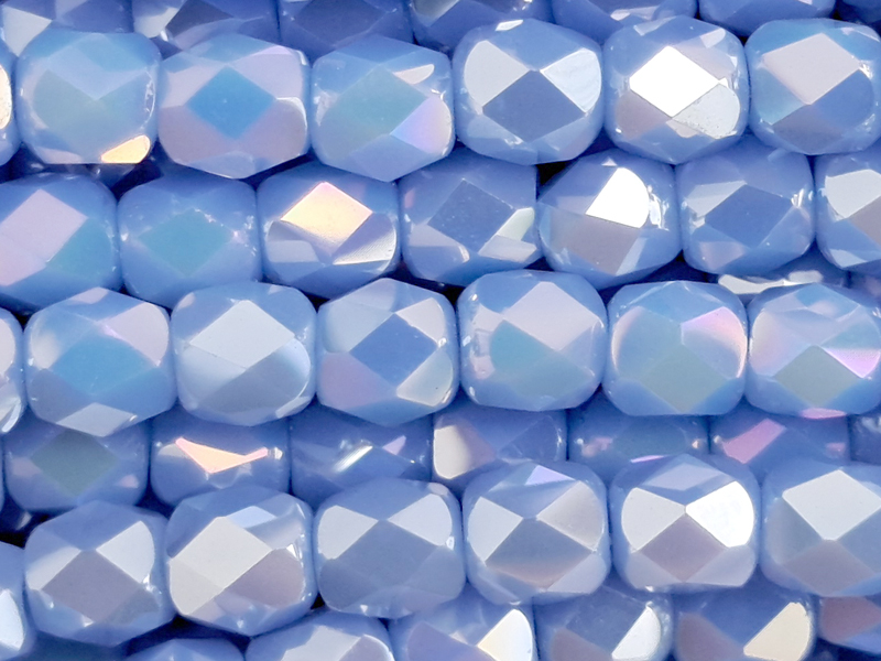 tönnchenförmige, facettierte Glasperlen 3mm, Farbe: Hellblau