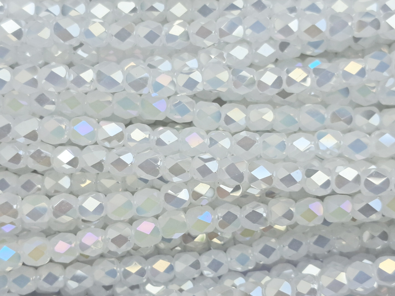 weiße, tönnchenförmige, facettierte Glitzerperlen 3mm zum Sc