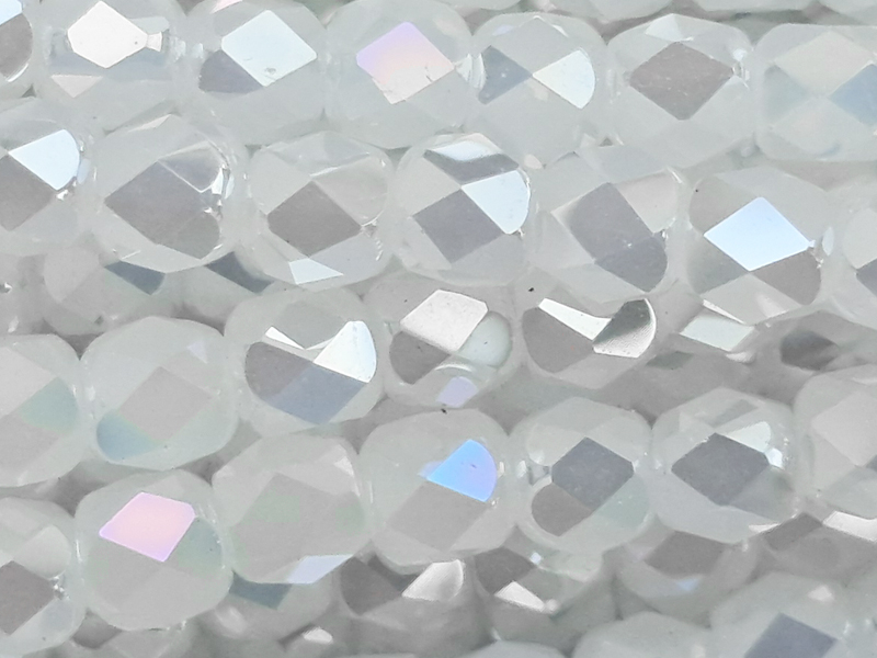 weiße, tönnchenförmige, facettierte Glitzerperlen 3mm - Naha