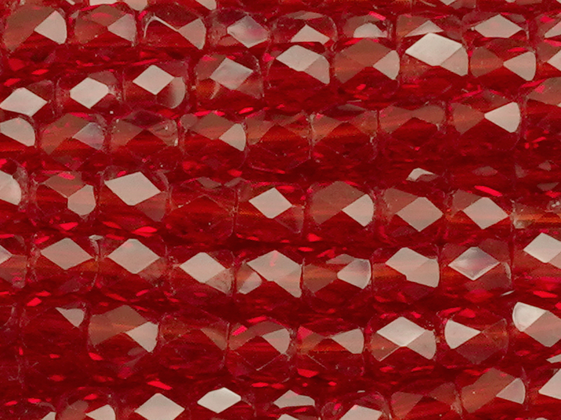 light siam, tönnchenförmige, facettierte Glitzerperlen 3mm -