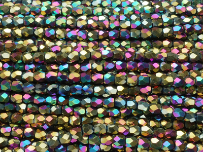 metallische, tönnchenförmige, facettierte Glitzerperlen 3mm