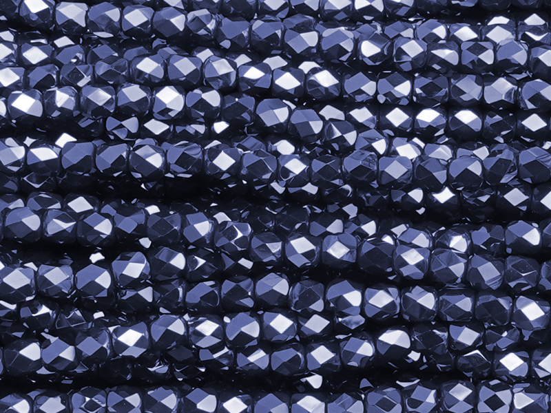 tönnchenförmige, facettierte Glasperlen 3mm, Farbe: Dunkelbl