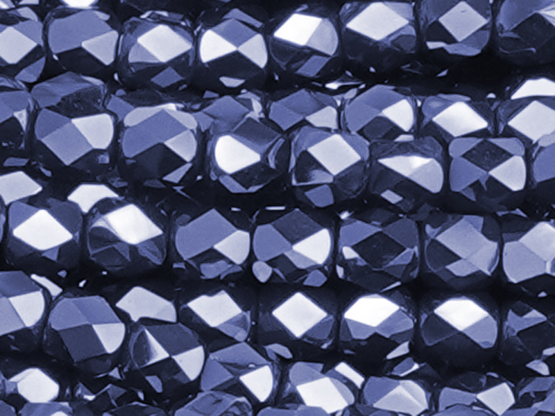 tönnchenförmige, facettierte Glasperlen 3mm, Farbe: Dunkelbl