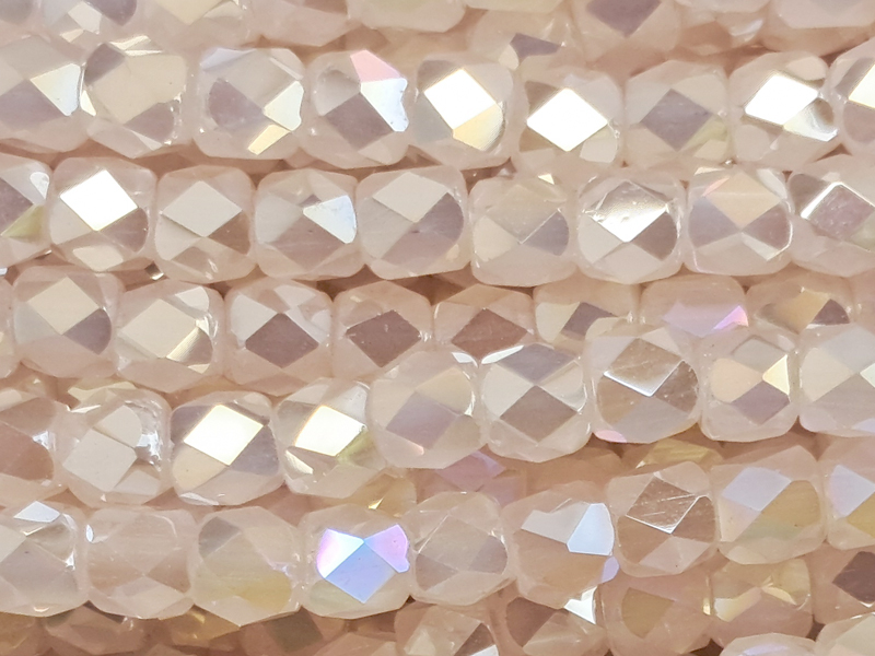 altrosa, tönnchenförmige, facettierte Glitzerperlen 3mm - Na