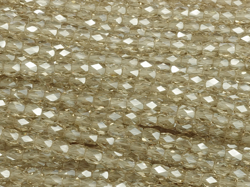 tönnchenförmige, facettierte Glasperlen 3mm, Farbe: Silver C