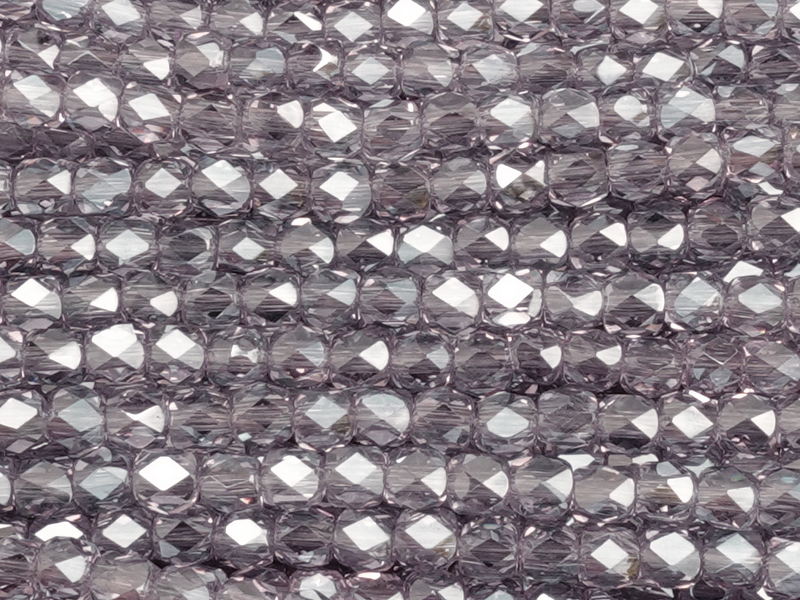tönnchenförmige, facettierte Glasperlen 3mm, Farbe: Smoky Am