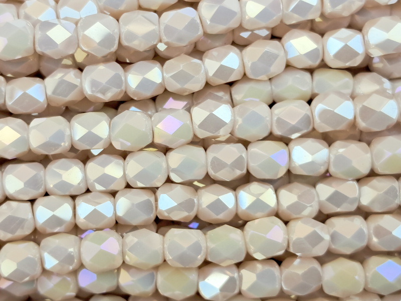 tönnchenförmige, facettierte Glasperlen 4mm, Farbe: Altrosa 