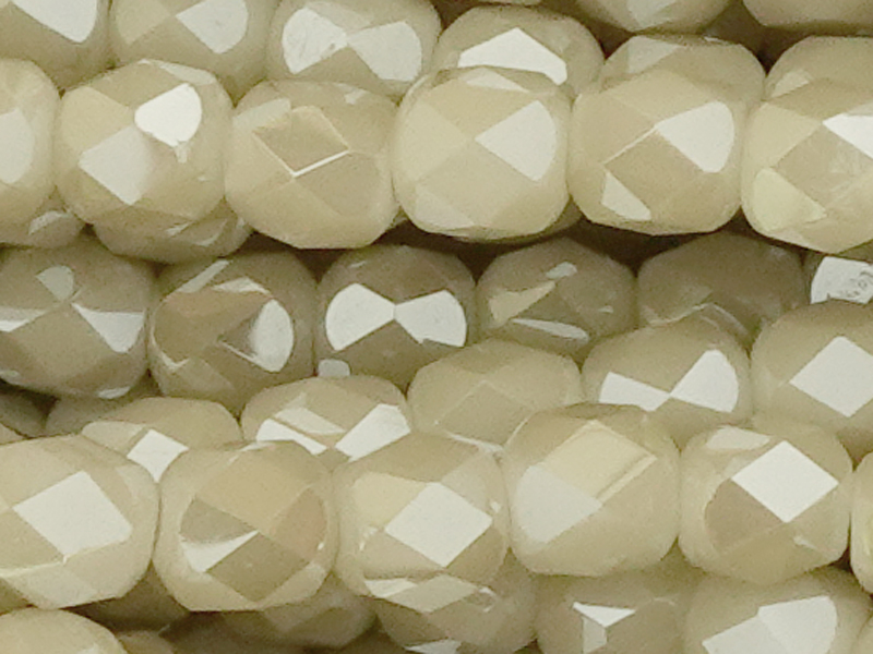 tönnchenförmige, facettierte Glasperlen 4mm, Beige - Nahaufn