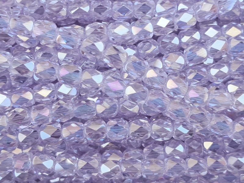 tönnchenförmige, facettierte Glasperlen 4mm, Farbe: Crystal 