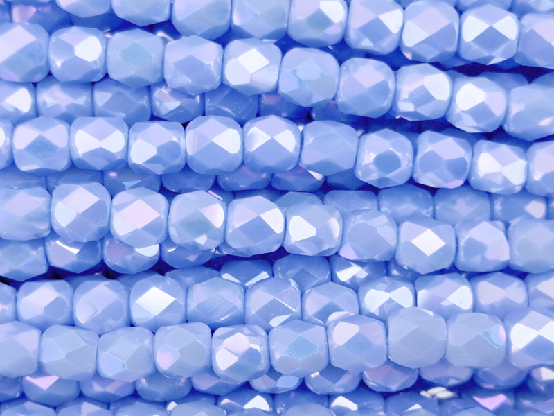 tönnchenförmige, facettierte Glasperlen 4mm, Farbe: Hellblau