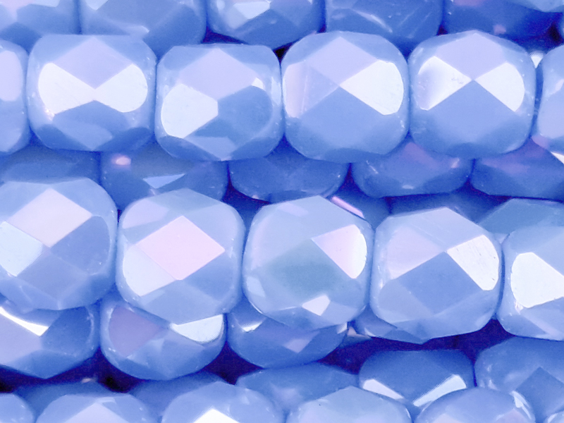 tönnchenförmige, facettierte Glasperlen 4mm, Hellblau mit AB
