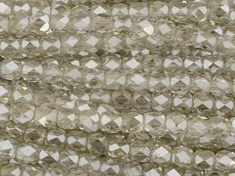 tönnchenförmige, facettierte Glasperlen 4mm, Farbe: Silver C