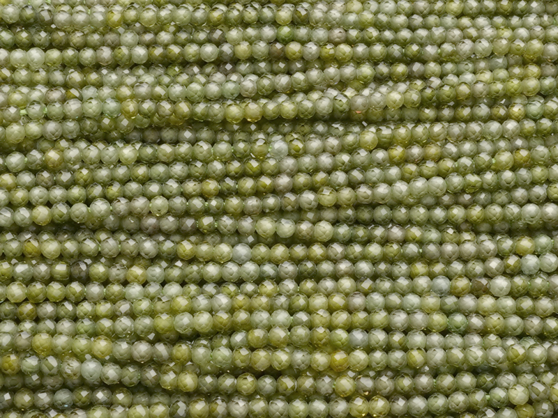 facettierte Zirkonia Perlen 2mm, Farbe: Olivegrün