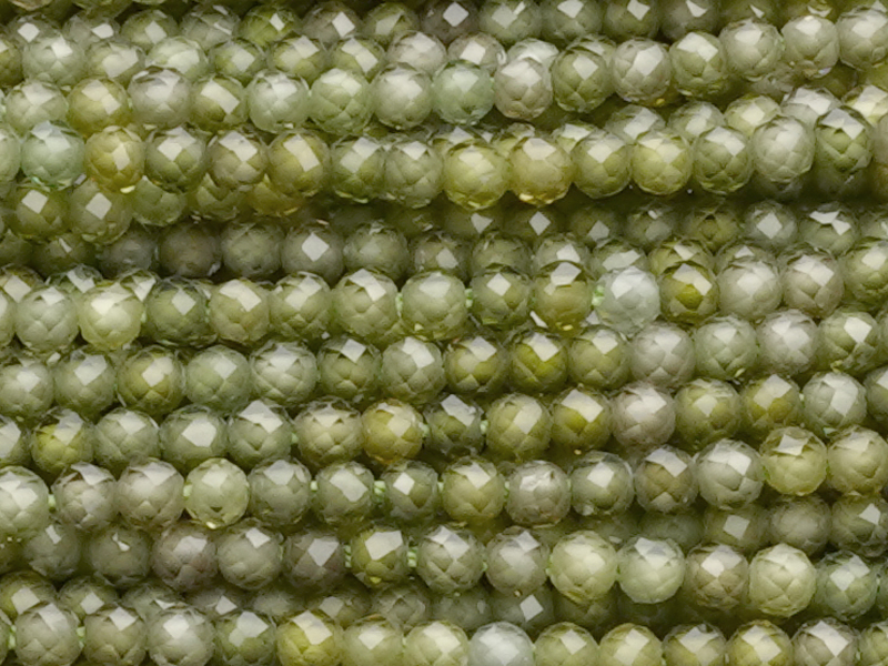 facettierte Zirkonia Perlen 2mm, Farbe: Olivegrün - Nahaufna