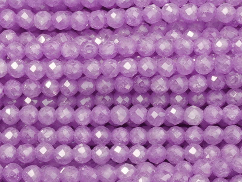 facettierte Zirkonia Perlen 2mm, Farbe Flieder Violett - Nah