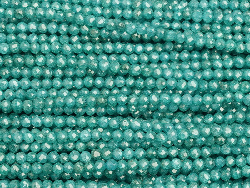 facettierte Zirkonia Perlen 2mm, Farbe: Türkis