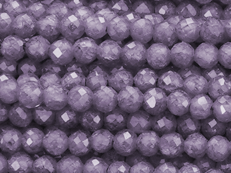 facettierte Zirkonia Perlen 2mm, Farbe: Violett - Nahaufnahm