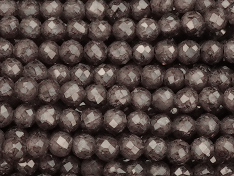 facettierte Zirkonia Perlen 2mm, Farbe: beigegrau - Nahaufna