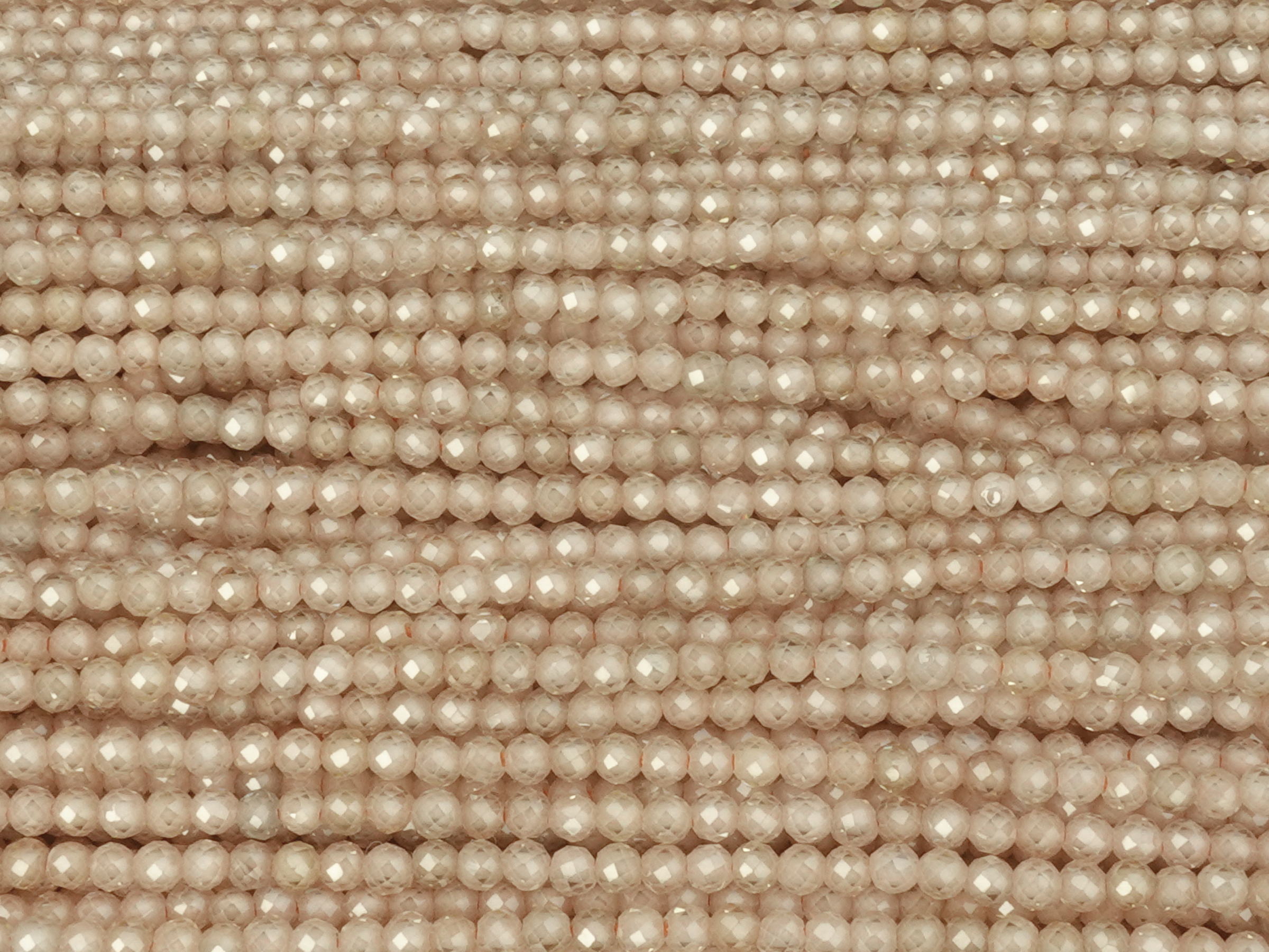 facettierte Zirkonia Perlen 2mm, Farbe: Champagner